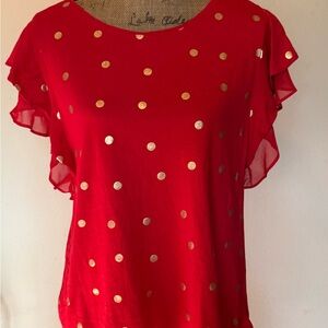 Maison Jules Red Top with Gold Dots